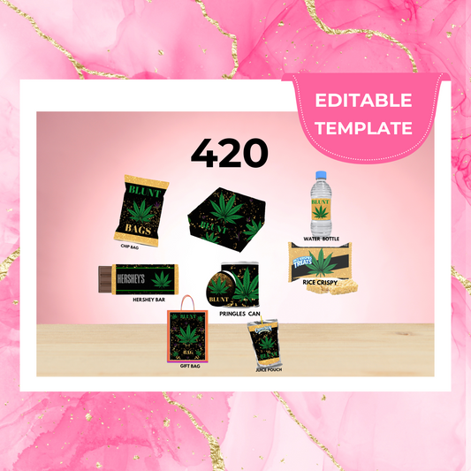 420 Bundle Party Favor Canva Design & Templates (9 editable templates and designs)