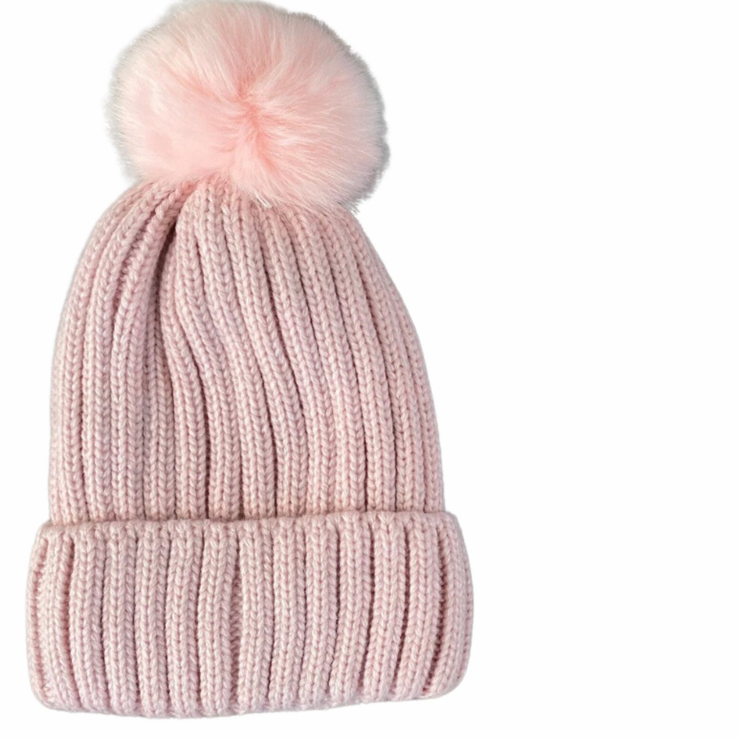 Women’s Fur Pom Pom Winter Beanie Hat