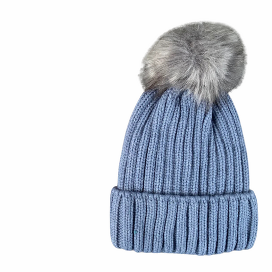 Women’s Fur Pom Pom Winter Beanie Hat