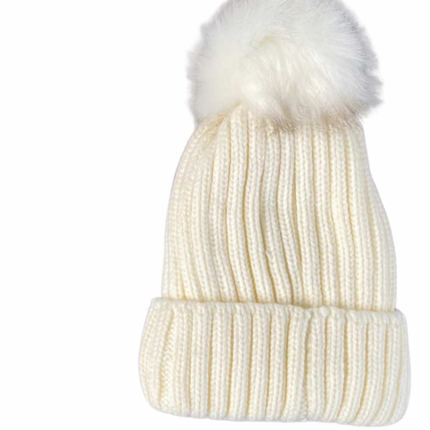 Women’s Fur Pom Pom Winter Beanie Hat